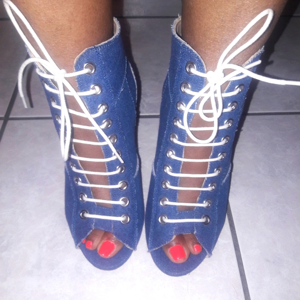 Denim heels